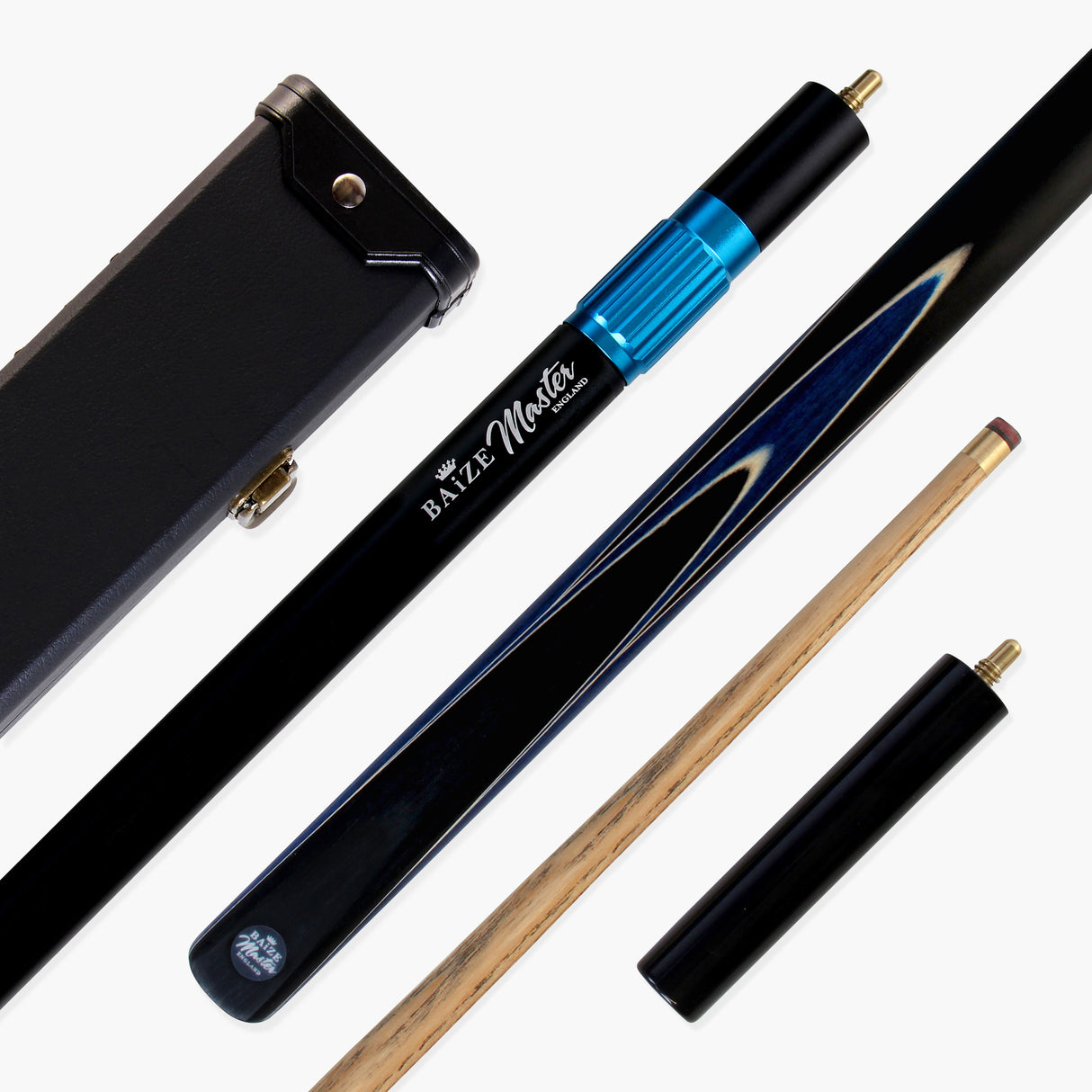 Baize Master Crucible 57 Inch 3/4 Jointed Snooker Pool Cue and Case Set 9.5mm Tip
