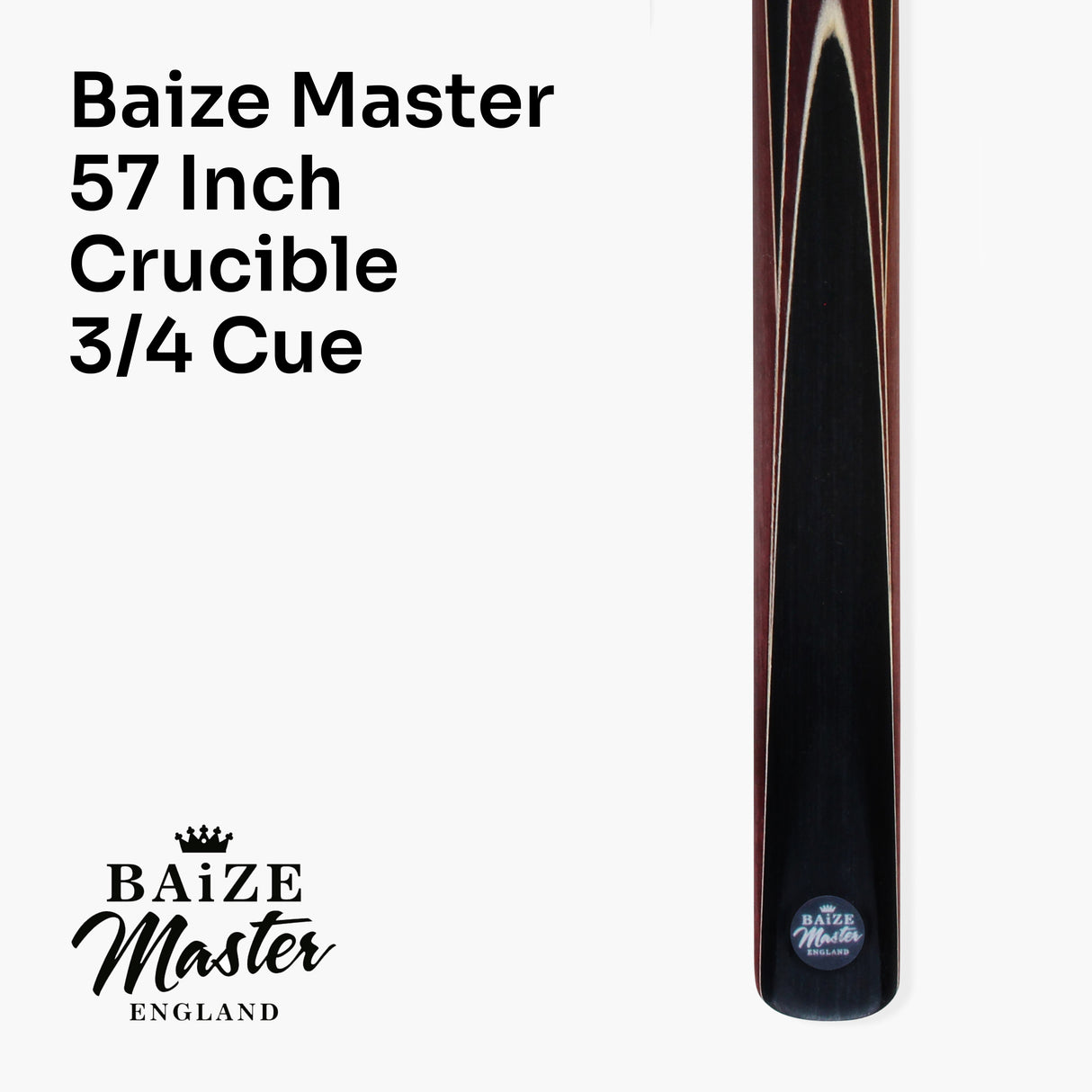 Baize Master Crucible 57 Inch 3/4 Jointed Snooker Pool Cue and Case Set 9.5mm Tip