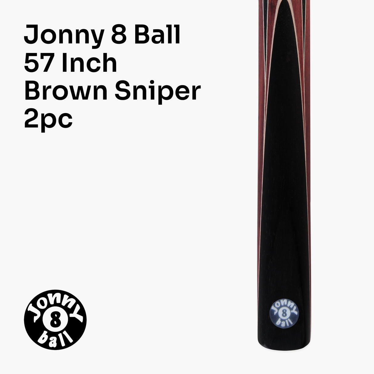 Jonny 8 Ball Sniper 57 Inch 2 Piece Pool Cue and Case Set 8mm Pro Tip With Black Hard Case