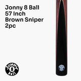 Jonny 8 Ball Sniper 57 Inch 2 Piece Pool Cue and Case Set 8mm Pro Tip With Black Hard Case