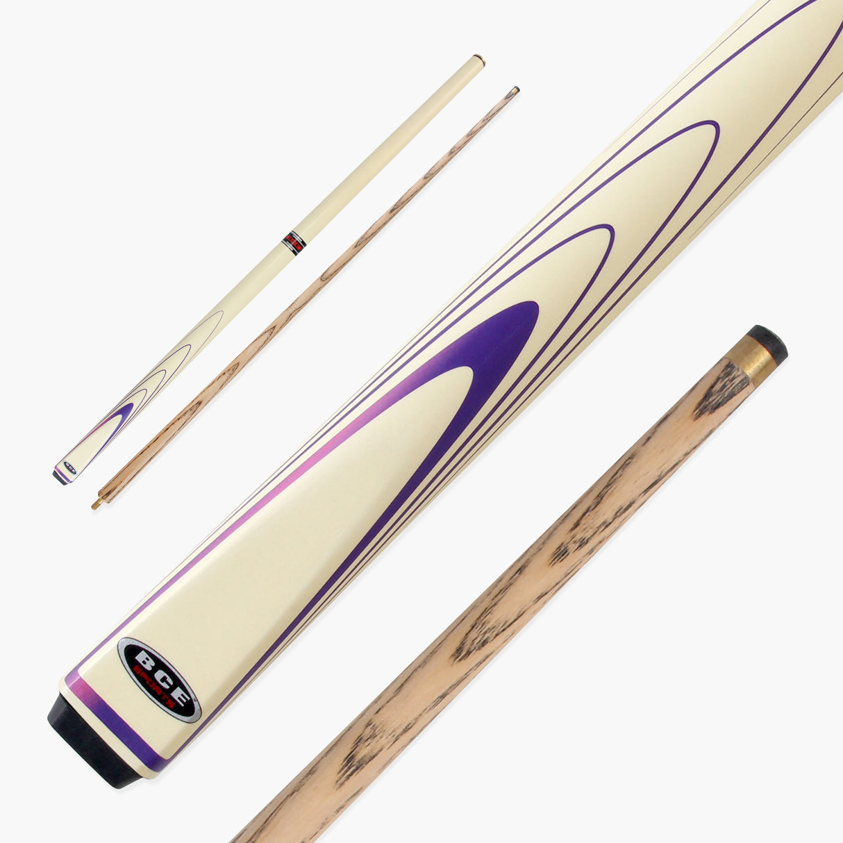 BCE Stylish Cream & Purple 2-Piece Ash Snooker Pool Cue BSP-2