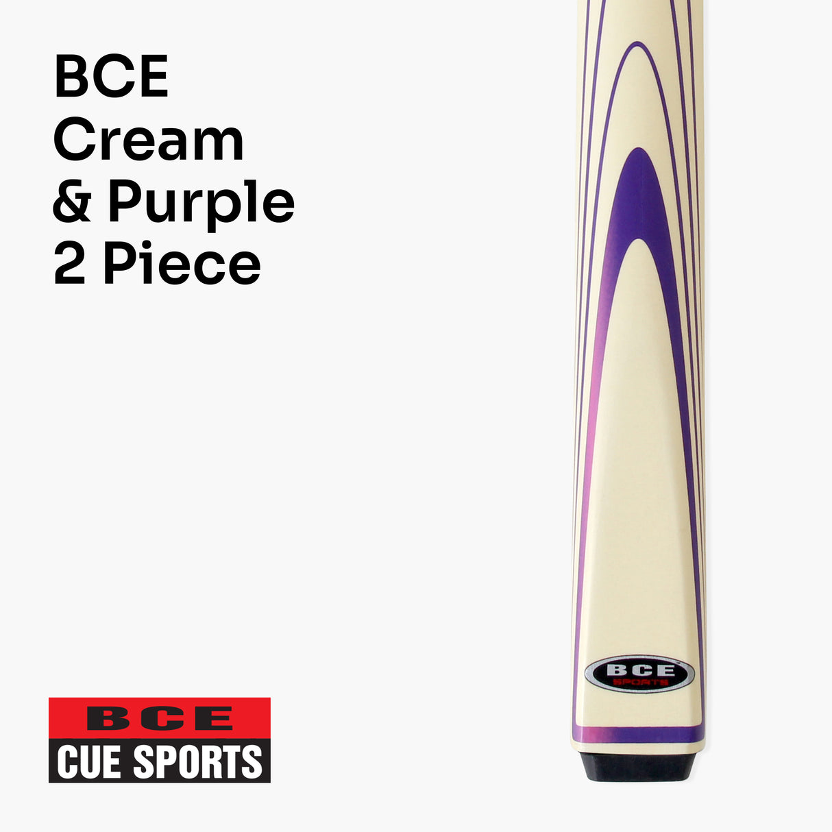 BCE Cream & Purple 57 Inch 2 Piece Snooker Pool Cue and Case Set 9.5mm Tip