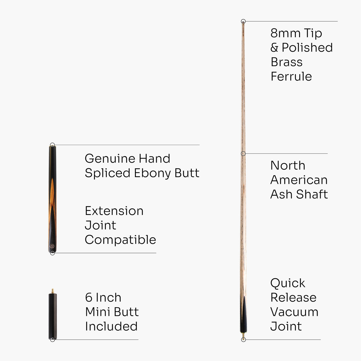 BAIZE MASTER Limited Edition Gold Series 57 Inch ¾ Jointed Professional English Pool Cue 8.5mm with hand-fitted Medium Pro Tip – Polished and finished locally in the UK!