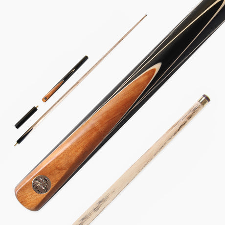 BAIZE MASTER Limited Edition Gold Series 58 Inch ¾ Jointed Professional Snooker Pool Cue 9.5mm with hand-fitted Medium Pro Layered Tip – Polished and finished locally in the UK!