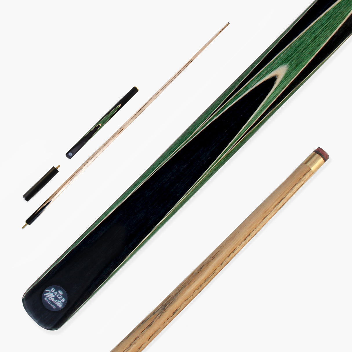 Baize Master 3/4 CRUCIBLE Hand Spliced 57 Inch Ash Snooker Pool Cue with 9.5mm Tip + Mini Butt Extension