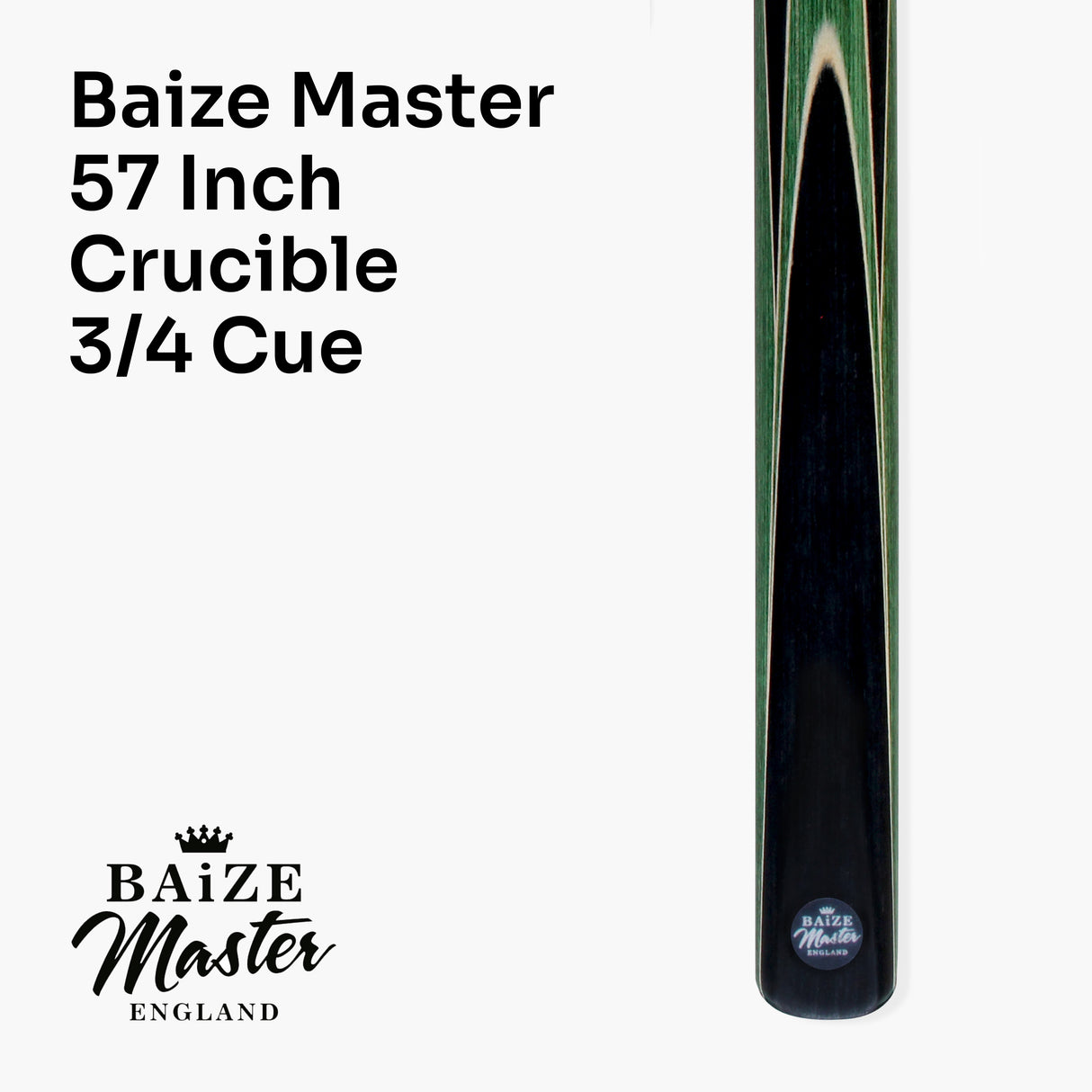 Baize Master Crucible 57 Inch 3/4 Jointed Snooker Pool Cue and Case Set 9.5mm Tip