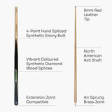 Jonny 8 Ball 2 Piece SNIPER 57 Inch Ash English Pool Cue with 8mm Pro Leather Tip