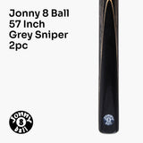 Jonny 8 Ball Sniper 57 Inch 2 Piece Pool Cue and Case Set 8mm Pro Tip With Black Hard Case