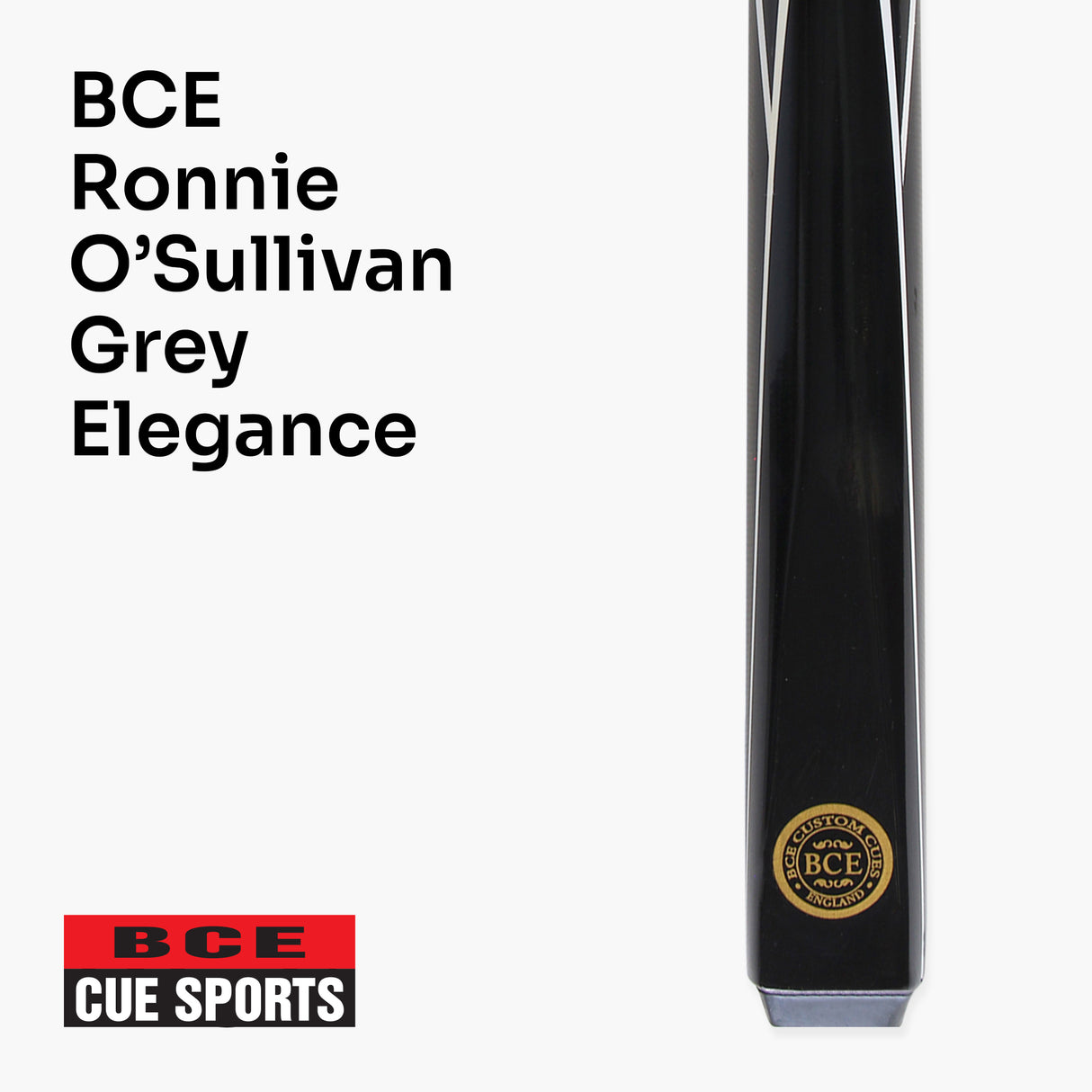 BCE Ronnie O'Sullivan Grey Elegance 57 Inch 2 Piece Ash Snooker Pool Cue 9.5mm Tip