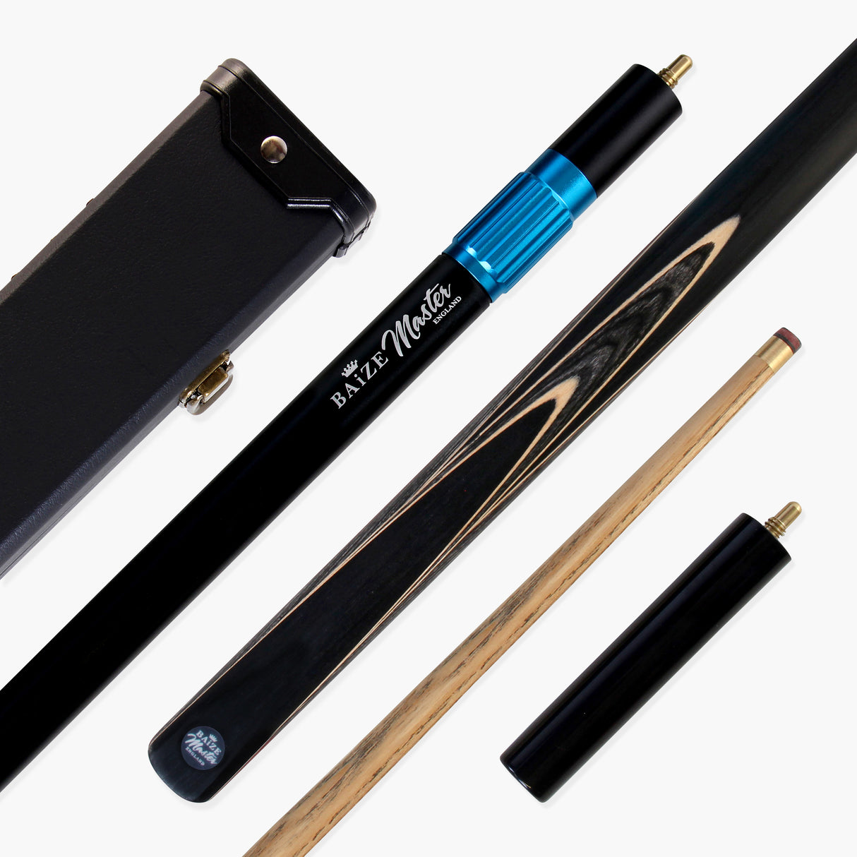 Baize Master Crucible 57 Inch 3/4 Jointed Snooker Pool Cue and Case Set 9.5mm Tip