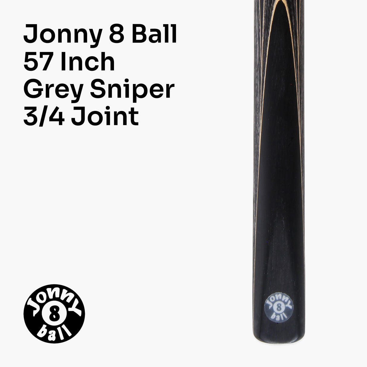 Jonny 8 Ball Sniper 3/4 Pool Cue and Case Set 8mm Tip with Black Hard Case + Mini Butt