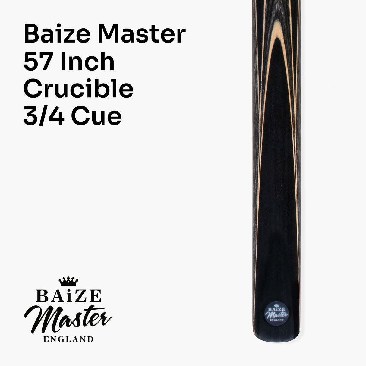 Baize Master Crucible 57 Inch 3/4 Jointed Snooker Pool Cue and Case Set 9.5mm Tip