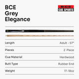 BCE Ronnie O'Sullivan Grey Elegance 57 Inch 2 Piece Ash Snooker Pool Cue 9.5mm Tip