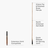 PRO147 Hurricane Black Walnut 3/4 Heavy Weight Snooker Pool Cue with 9.5mm Tip