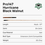PRO147 Hurricane Black Walnut 3/4 Heavy Weight Snooker Pool Cue with 9.5mm Tip