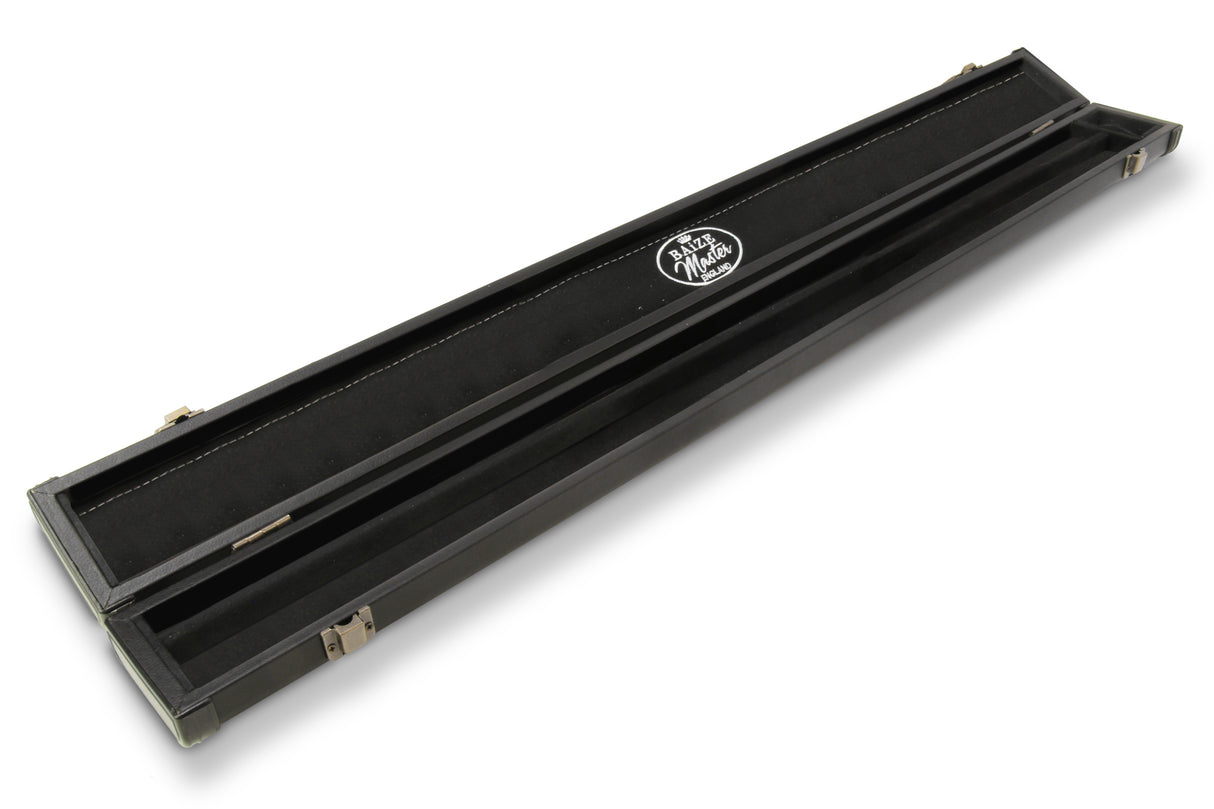 Baize Master Deluxe PLAIN BLACK 2pc Pool and Snooker Cue Case with Metal Badge and Plastic Ends - Black Interior
