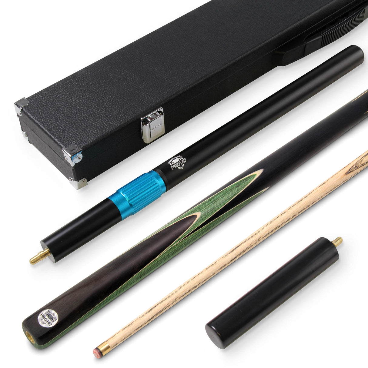 PRO147 CRUCIBLE 57 Inch 2 Piece Ash Snooker Pool Cue and Case Set with 9.5mm Tip