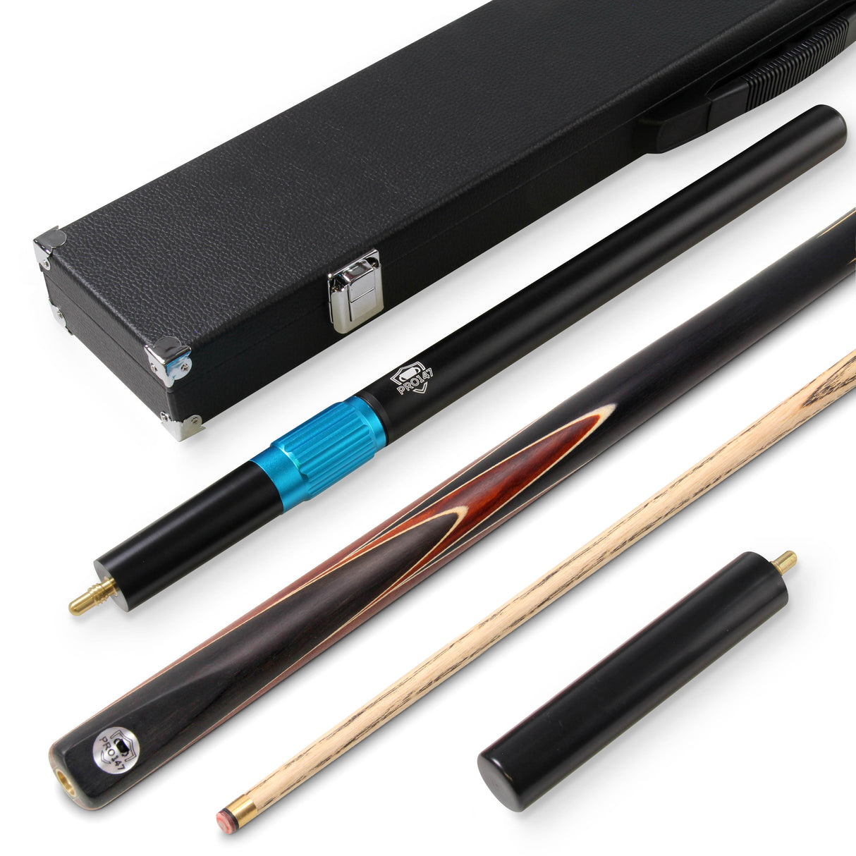 PRO147 CRUCIBLE 57 Inch 2 Piece Ash Snooker Pool Cue and Case Set with 9.5mm Tip