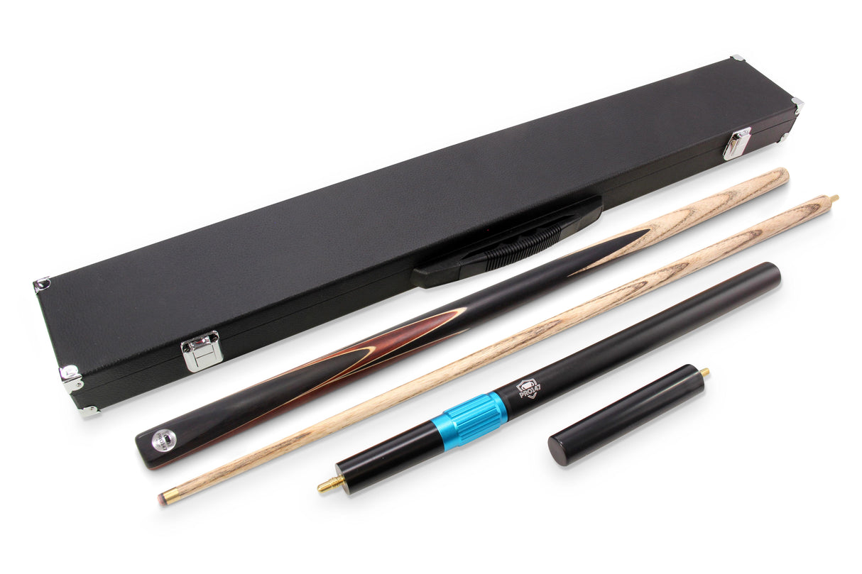 PRO147 CRUCIBLE 57 Inch 2 Piece Ash Snooker Pool Cue and Case Set with 9.5mm Tip
