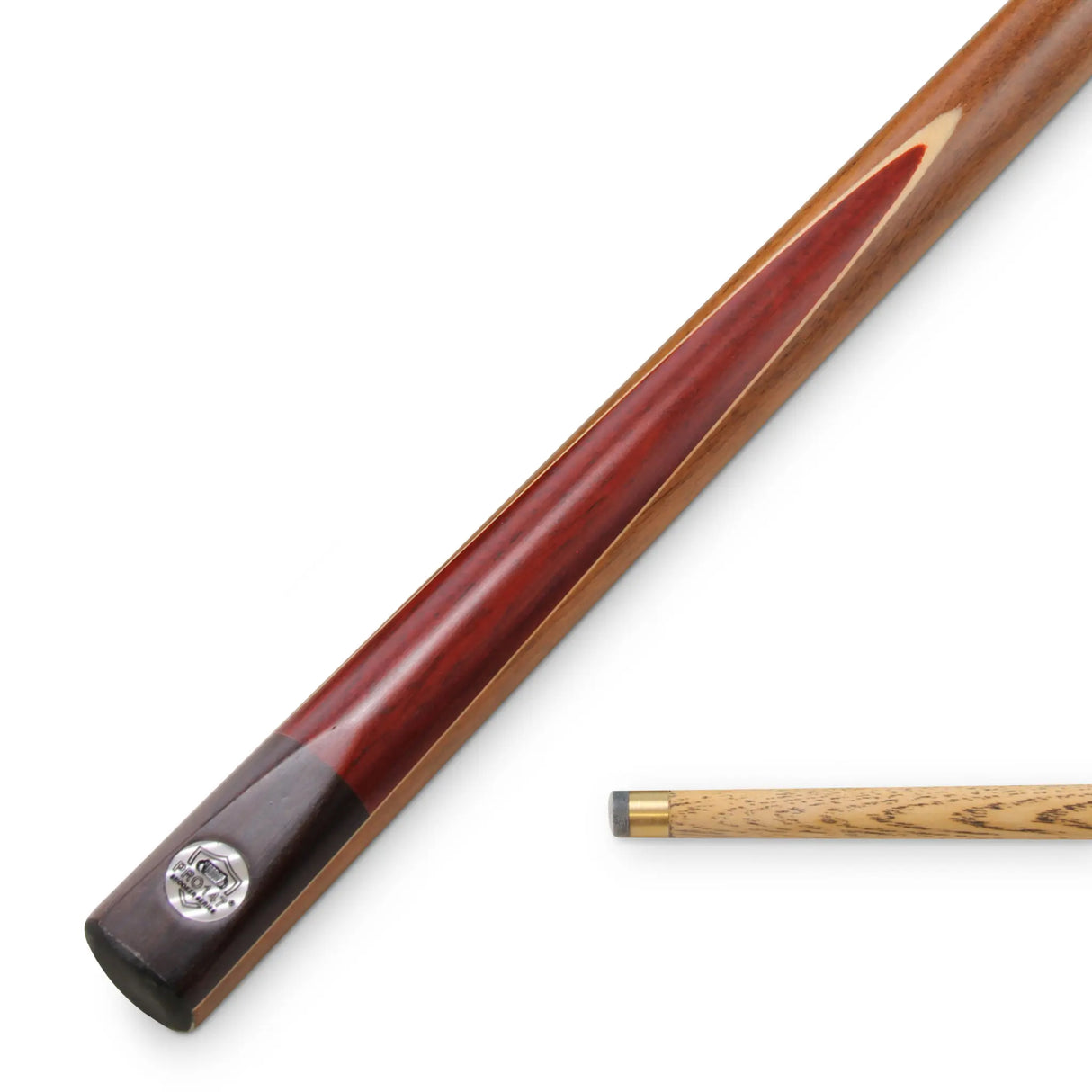PRO147 AMBASSADOR ¾ Jointed 57 Inch Traditional Walnut and Red Rosewood Hand Spliced Ash Snooker Cue with 10mm Tip