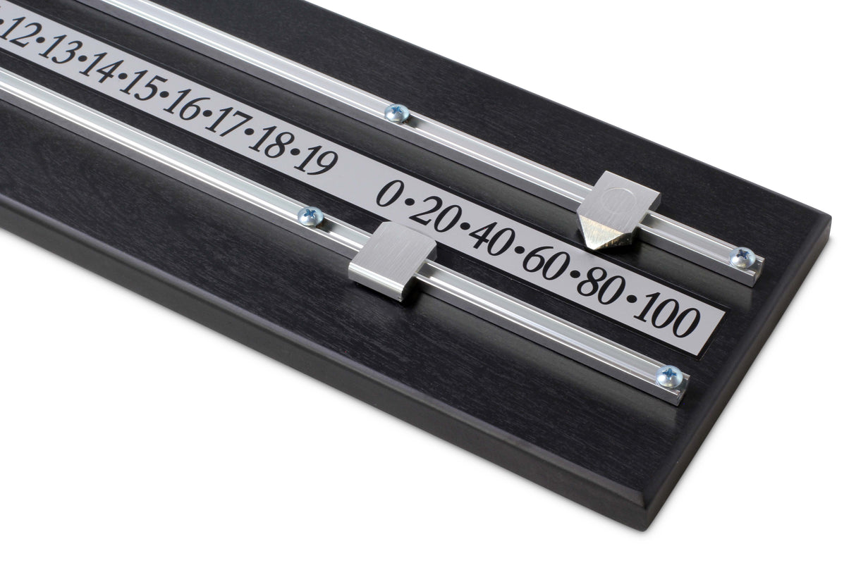 BLACK Wooden 2 Player Snooker Scoreboard with Chrome Rails and Sliders