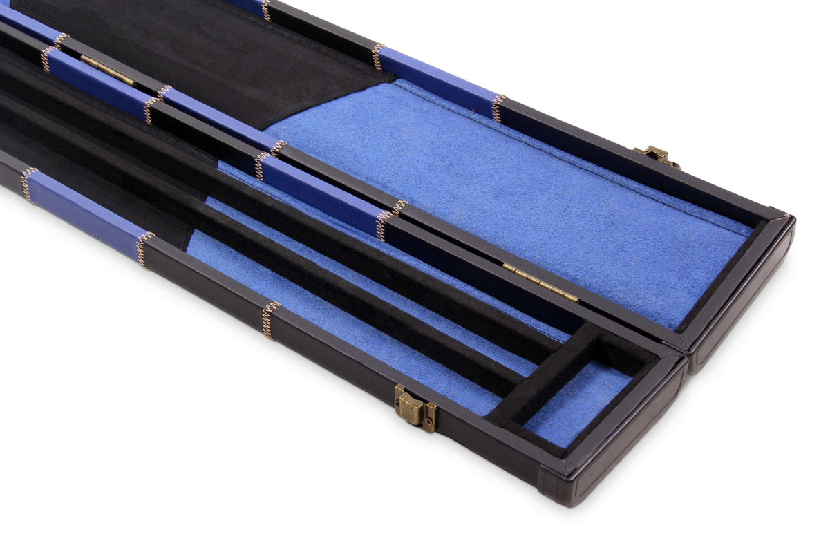 Deluxe 2 Piece 3 SLOT CHEQUERED Snooker Pool Cue Case with Plastic Ends