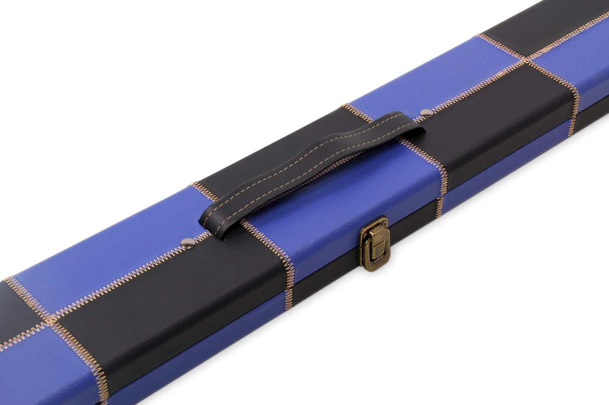 Deluxe 3/4 WIDE CHEQUERED Snooker Pool Cue Case with Plastic Ends - Holds 2 Cues