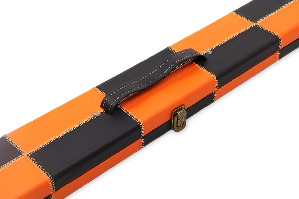 Deluxe 3/4 WIDE CHEQUERED Snooker Pool Cue Case with Plastic Ends - Holds 2 Cues