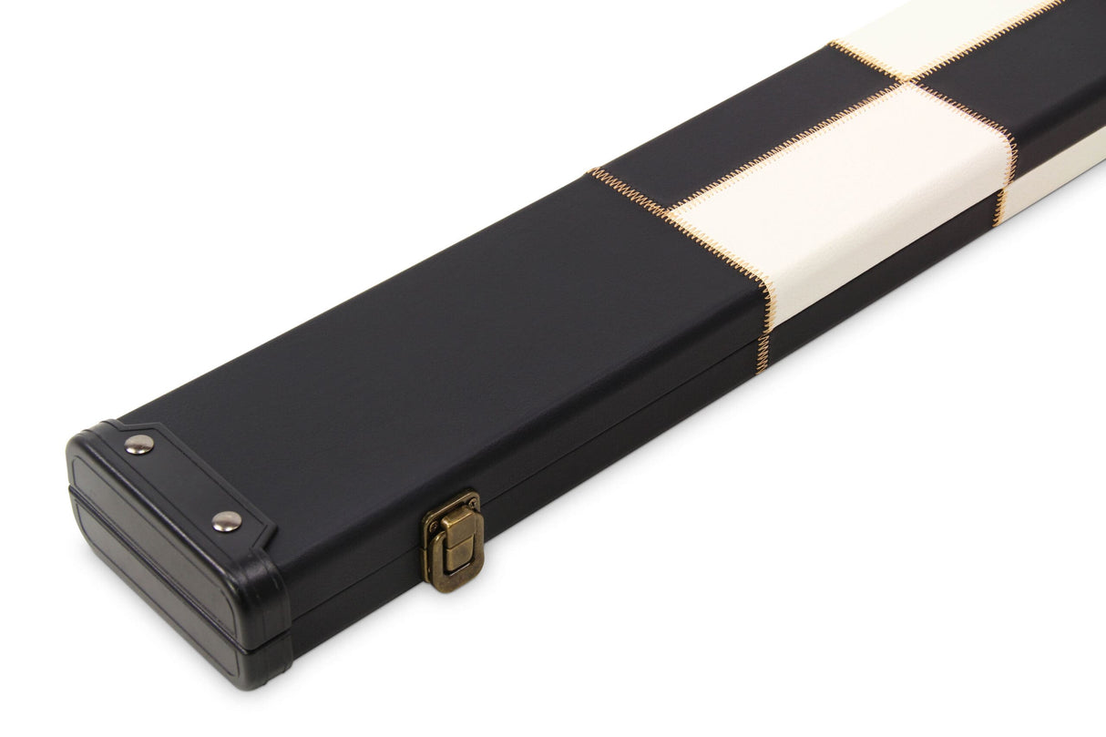 Deluxe 3/4 WIDE CHEQUERED Snooker Pool Cue Case with Plastic Ends - Holds 2 Cues