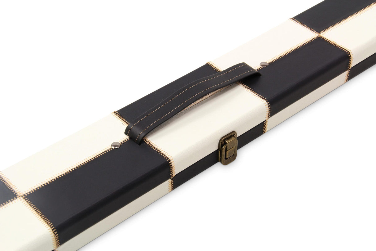 Deluxe 3/4 WIDE CHEQUERED Snooker Pool Cue Case with Plastic Ends - Holds 2 Cues