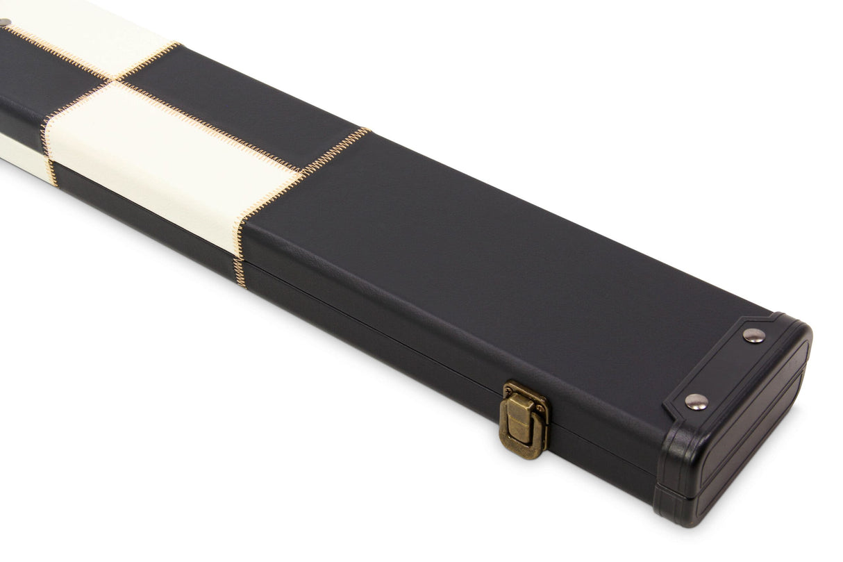Deluxe 3/4 WIDE CHEQUERED Snooker Pool Cue Case with Plastic Ends - Holds 2 Cues