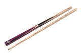 Baize Master PURPLE JESTER 2 Piece 57 Inch Centre Joint Ash Snooker Pool Cue and Case Set 9.5mm Tip - With 2 Piece Black White Interior Case