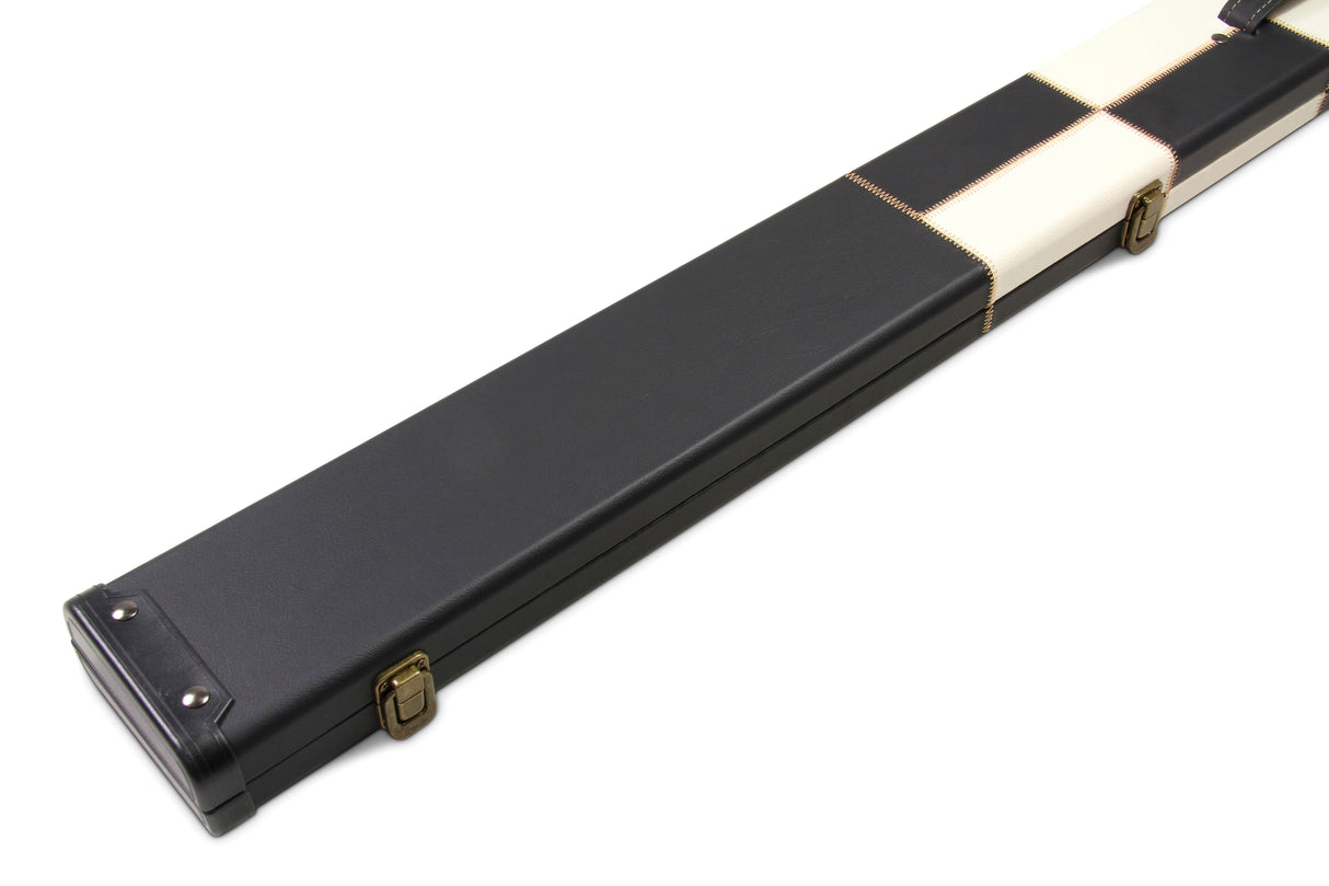 Deluxe 1 Piece WIDE CHEQUERED Snooker Pool Cue Case with Plastic Ends - Holds 3 Cues