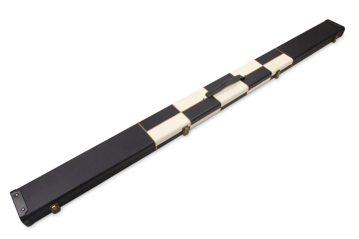 Deluxe 1 Piece WIDE CHEQUERED Snooker Pool Cue Case with Plastic Ends - Holds 3 Cues
