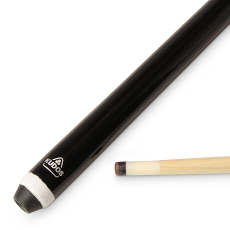 KUDOS 48 Inch BLACK Hardwood 2 Piece Junior Kids Snooker Pool Cue with 4 x 11mm Screw Tips