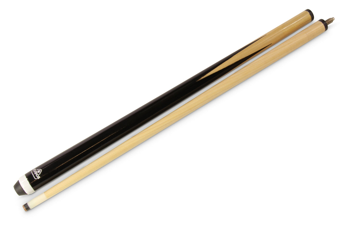 KUDOS 48 Inch BLACK Hardwood 2 Piece Junior Kids Snooker Pool Cue with 4 x 11mm Screw Tips