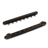 8 Way BLACK 2pc Wall Mounted PLASTIC CLIP Cue Rack - holds 8 Cues