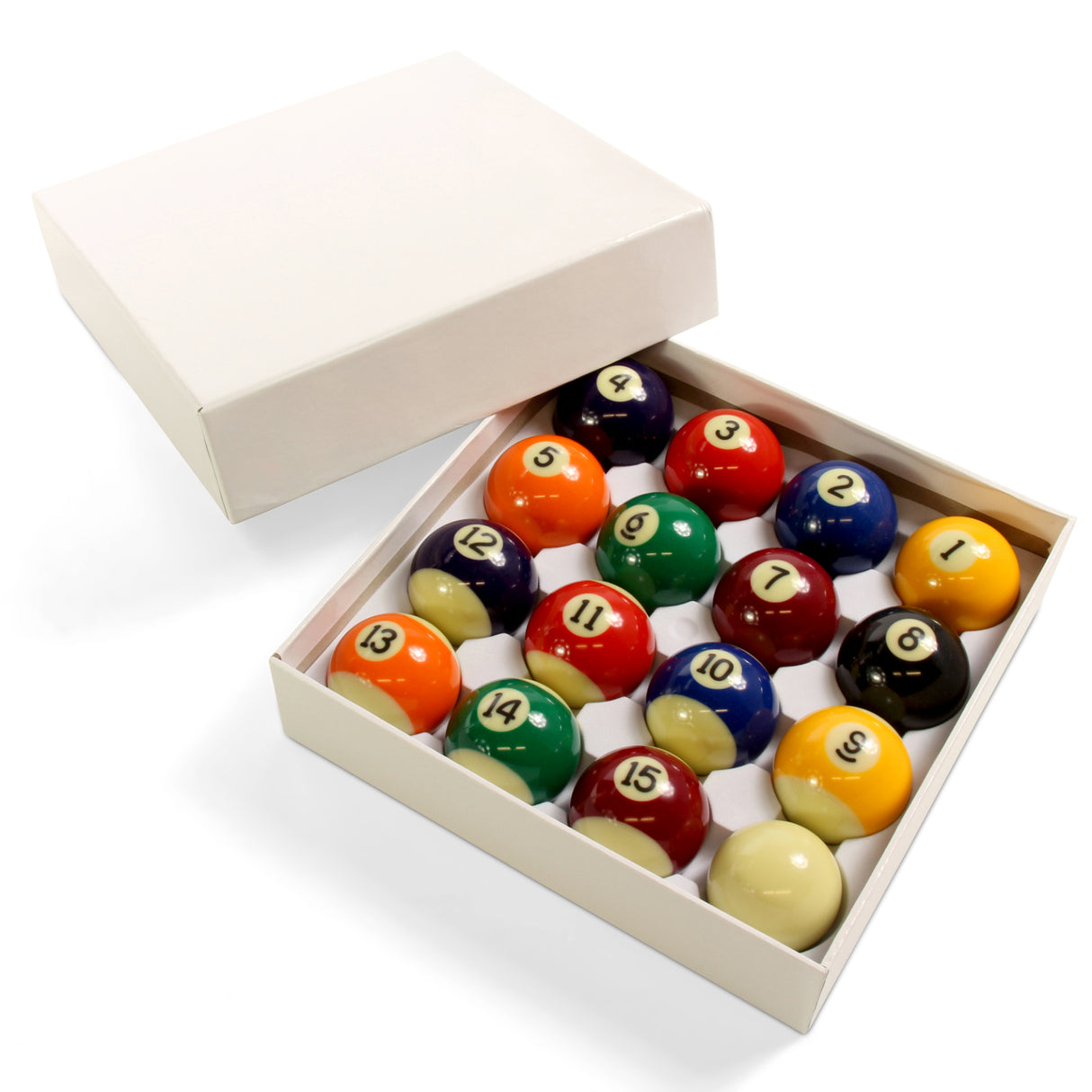 2 1/4 Inch (57mm) Premium Economy Spots & Stripes American Pool Balls - With Storage Box