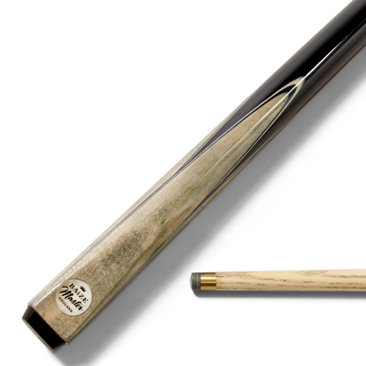 Baize Master Silver Series 57 Inch GREY VICTORY Snooker Pool 2pc Ash Cue Set with Baize Master Black Metal Badge Case and 2 x Chalk - 9.5mm