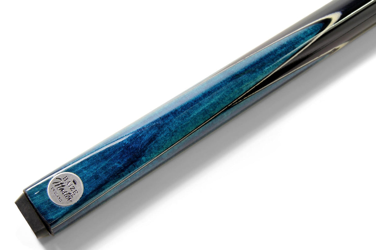 Baize Master Silver Series 57 Inch BLUE VICTORY Snooker Pool 2pc Ash Cue Set with Baize Master Black Metal Badge Case and 2 x Chalk- 9.5mm