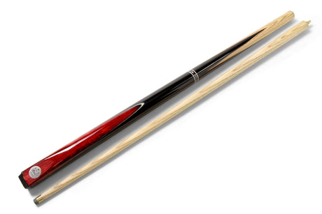 Baize Master Silver Series 52 Inch RED CONQUEST Snooker Pool 2pc Ash Cue Set with Baize Master Black Metal Badge Case - 9.5mm Baize Master
