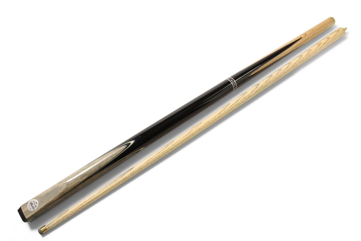 Baize Master Silver Series 57 Inch GREY VICTORY Snooker Pool 2pc Ash Cue Set with Baize Master Black Metal Badge Case and 2 x Chalk - 9.5mm