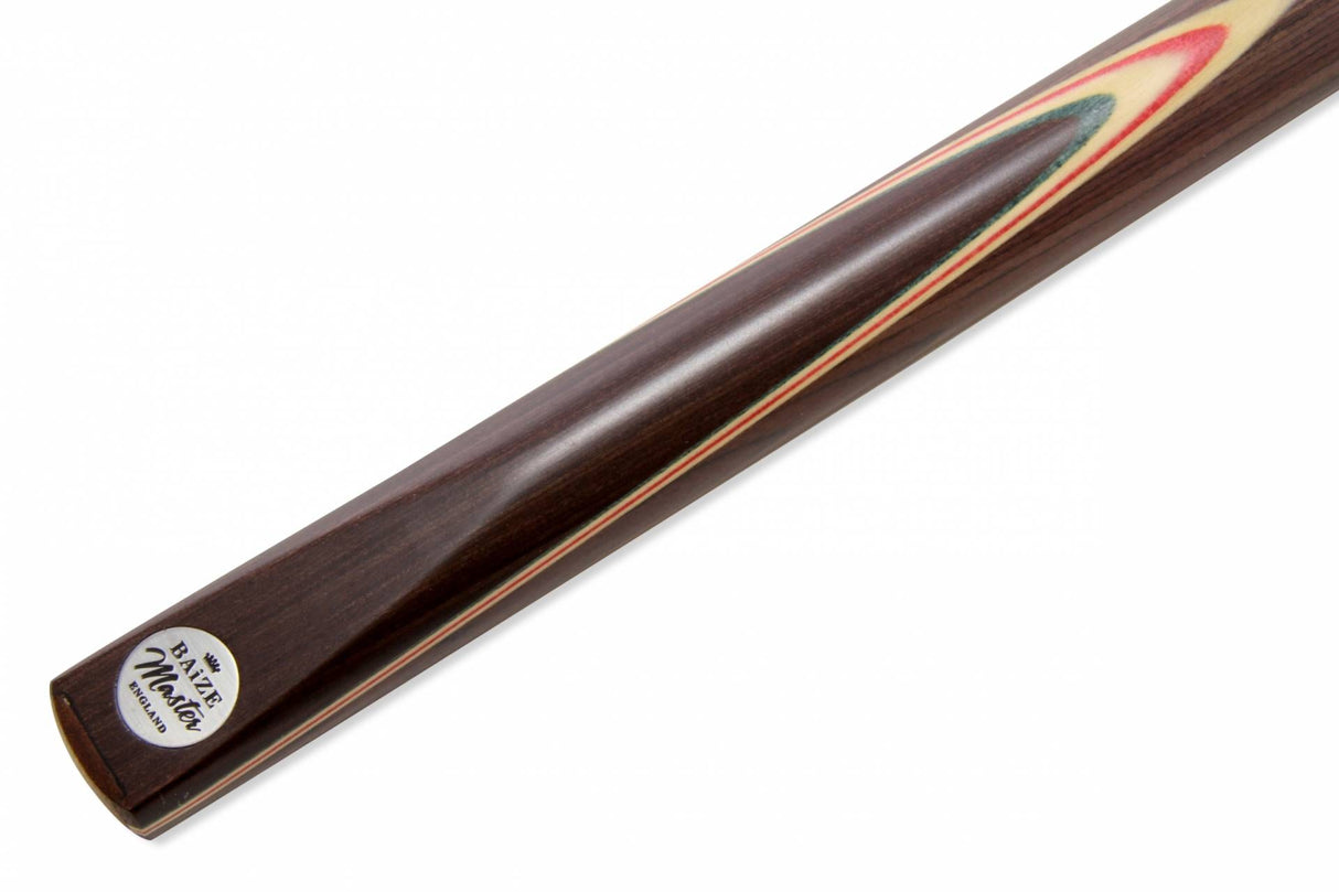 Baize Master ELITE Red Veneer Double Jointed 3pc Snooker Pool Cue with Extension Joint - 9.5mm Tip