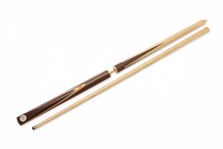 Baize Master ELITE Red Veneer Double Jointed 3pc Snooker Pool Cue with Extension Joint - 9.5mm Tip