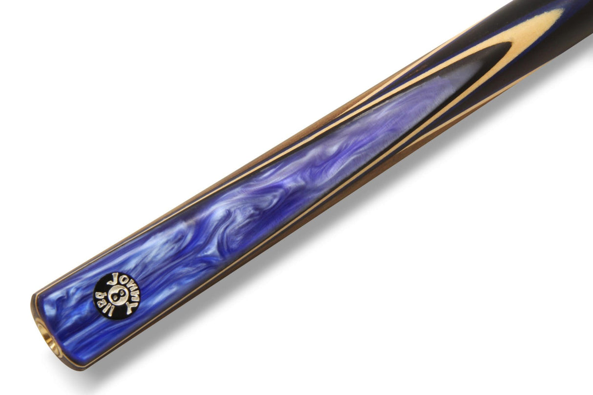 Jonny 8 Ball BLUE MARBLE 3pc Centre Joint Pool Snooker Cue with Jonny 8 Ball Xtra Tubular Case + 6 Inch Mini Butt