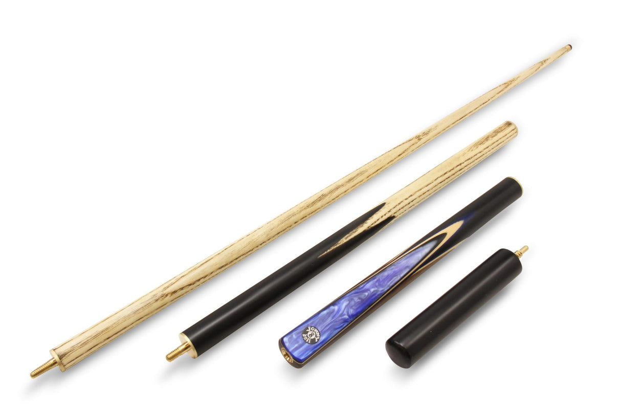 Jonny 8 Ball BLUE MARBLE 3pc Centre Joint Pool Snooker Cue with Jonny 8 Ball Xtra Tubular Case + 6 Inch Mini Butt