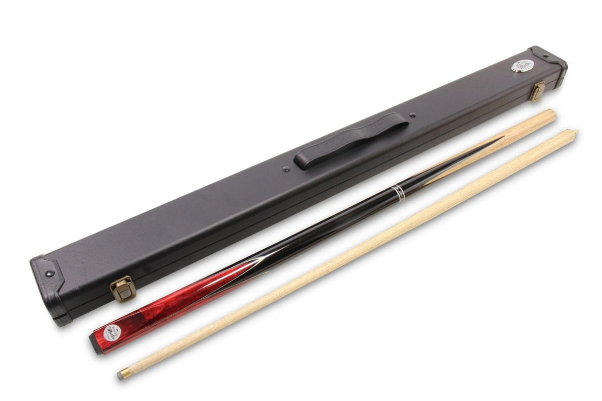 Baize Master Silver Series 57 Inch RED VICTORY Snooker Pool 2pc Ash Cue Set with Baize Master Black Metal Badge Case and 2 x Chalk - 9.5mm Tip