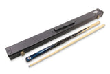 Baize Master Silver Series 52 Inch BLUE CONQUEST Snooker Pool 2pc Ash Cue Set with Baize Master Black Metal Badge Case - 9.5mm