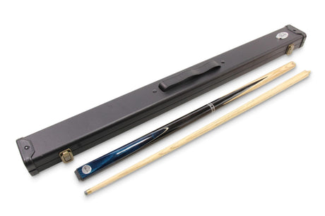 Baize Master Silver Series 52 Inch BLUE CONQUEST Snooker Pool 2pc Ash Cue Set with Baize Master Black Metal Badge Case - 9.5mm Baize Master
