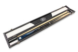 Baize Master Silver Series 52 Inch BLUE CONQUEST Snooker Pool 2pc Ash Cue Set with Baize Master Black Metal Badge Case - 9.5mm